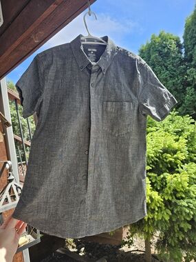 True Classic Men’s Short-Sleeve Button-Down Shirt - Charcoal Gray